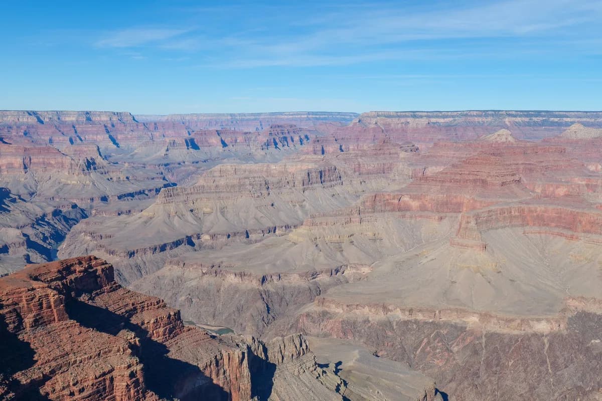 A stunning daytime view of the Grand Canyon's expansive landscape.