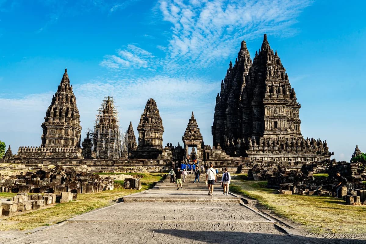 Beautiful view of Prambanan Temple Complex, a UNESCO World Heritage site in Jogja, Indonesia.