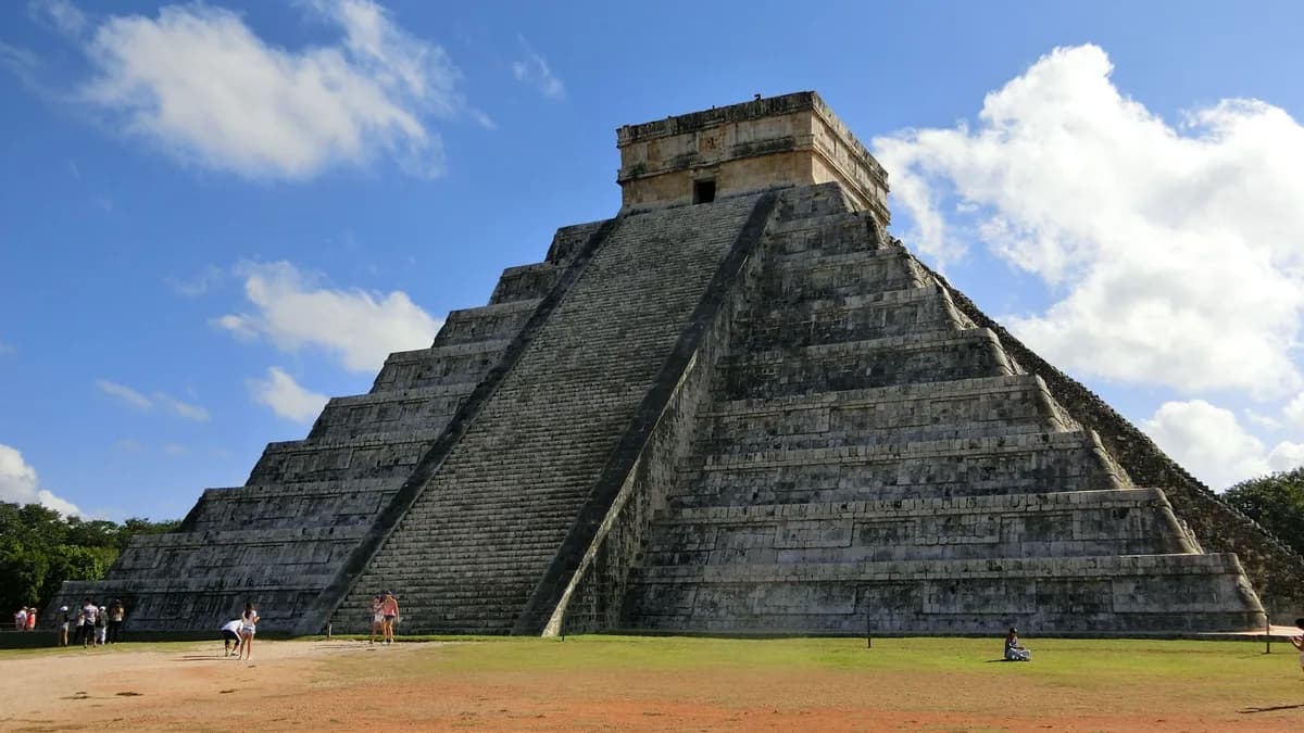 Majestic view of the Chichén Itzá pyramid, a UNESCO World Heritage Site in Mexico.